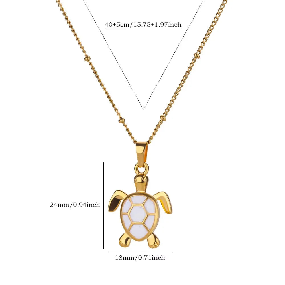 European American Trendy Fashion New AliExpress Turtle Zircon Stainless Steel Gold Plated Necklace Women Versatile Chain