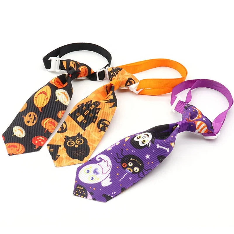 Halloween Dog Tie Cute Novelty Polyester Necktie Pumpkin Ghost Bat Print Party Costume Accessory 16 Colors Available