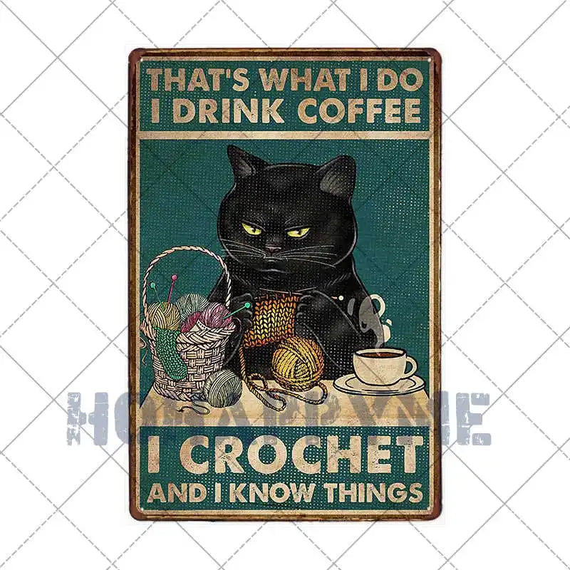 Black Cat Metal Sign Wall Art