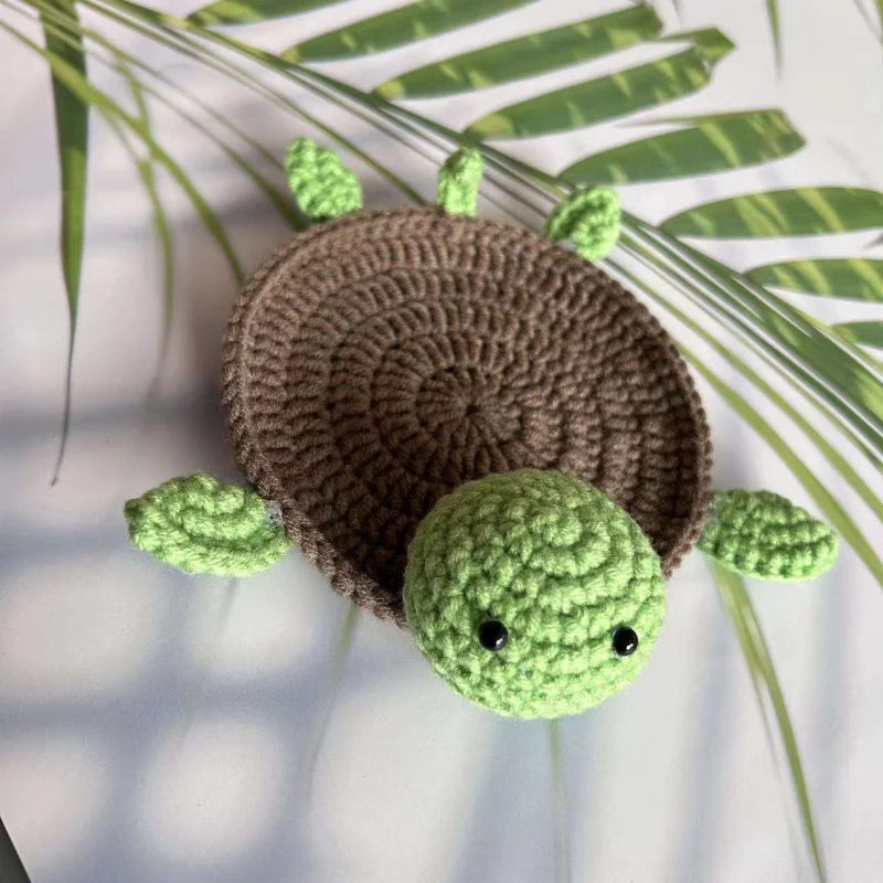 Handmade Crochet Turtle Coaster Set Beverage Drink Mug Mat Home Decor Cute Tabletop Gift Bulk Wholesale Supplies
