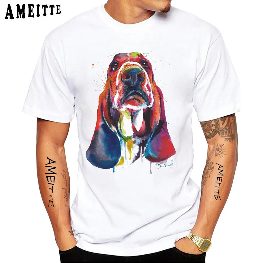 Funny Basset Hound dog Print T-Shirt