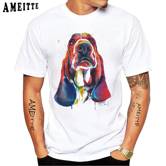 Funny Basset Hound dog Print T-Shirt