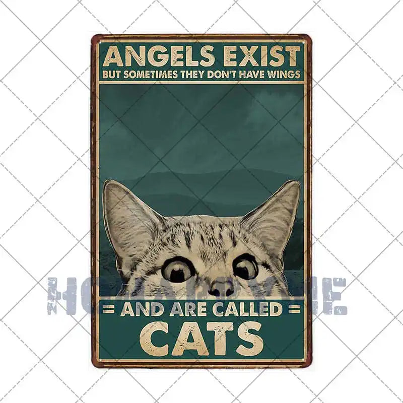Black Cat Metal Sign Wall Art