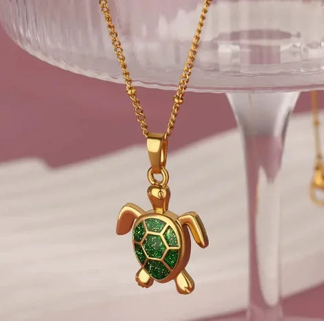 European American Trendy Fashion New AliExpress Turtle Zircon Stainless Steel Gold Plated Necklace Women Versatile Chain