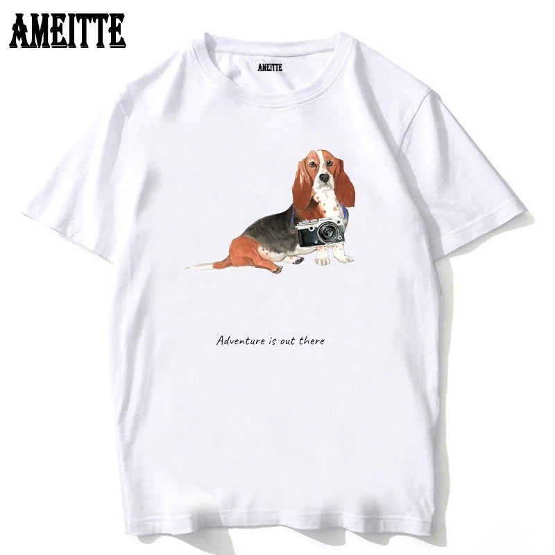 Funny Basset Hound dog Print T-Shirt