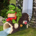 Weird Turtle and Frog Resin Fountain Combination-Hand-painted Cute Style Outdoor Garden Water Feature Display