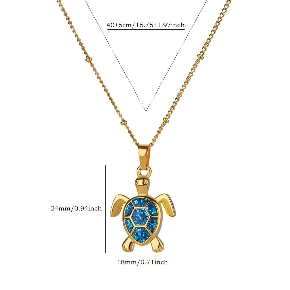 European American Trendy Fashion New AliExpress Turtle Zircon Stainless Steel Gold Plated Necklace Women Versatile Chain