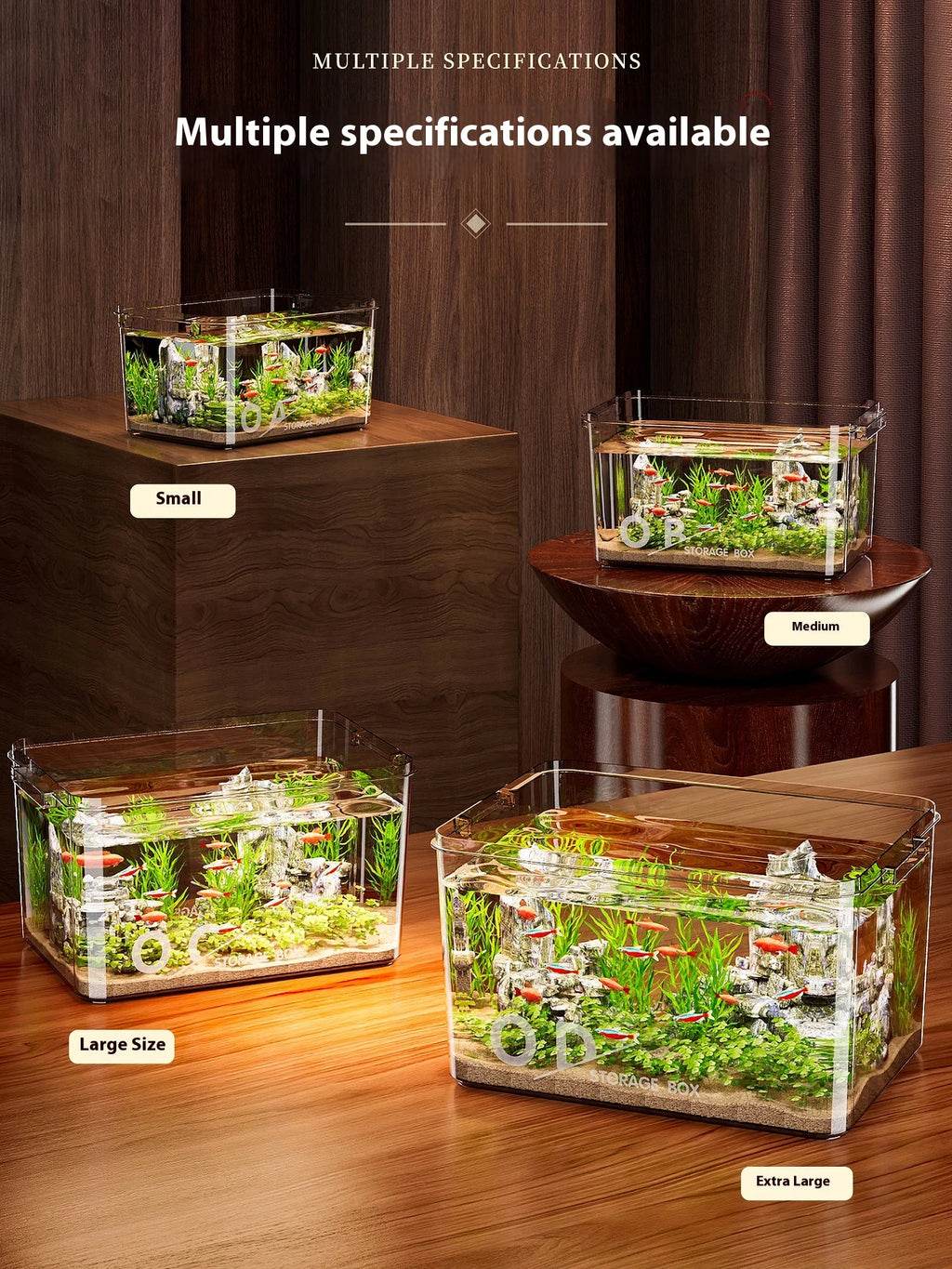Modern Small Household Fish Tank New Square Goldfish Turtle Breeding Ecological Tank New Small Desktop Aquarium Accessory