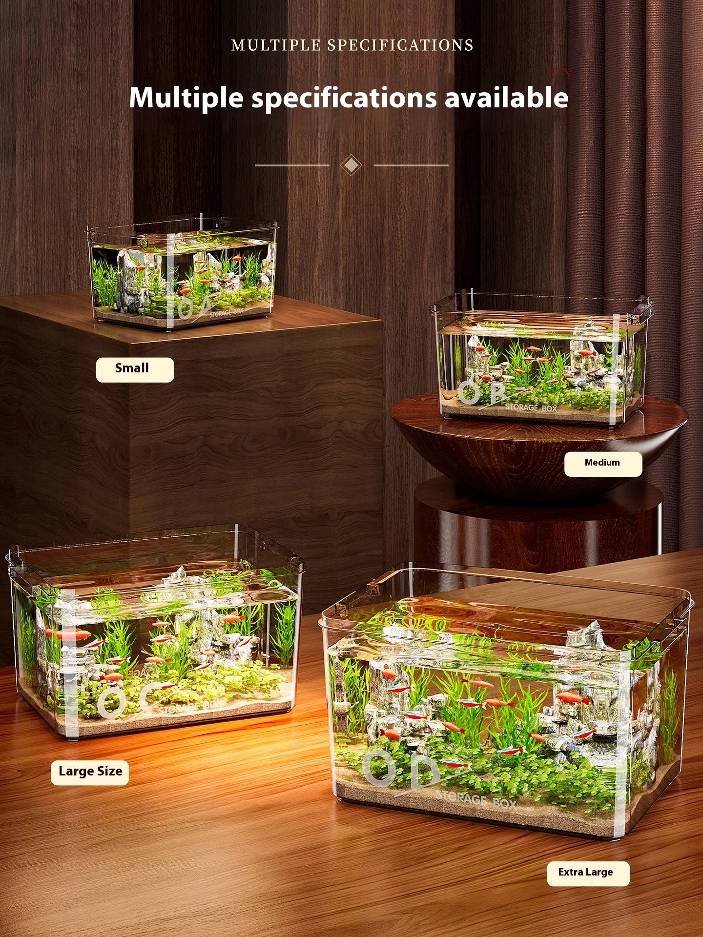 Modern Small Household Fish Tank New Square Goldfish Turtle Breeding Ecological Tank New Small Desktop Aquarium Accessory