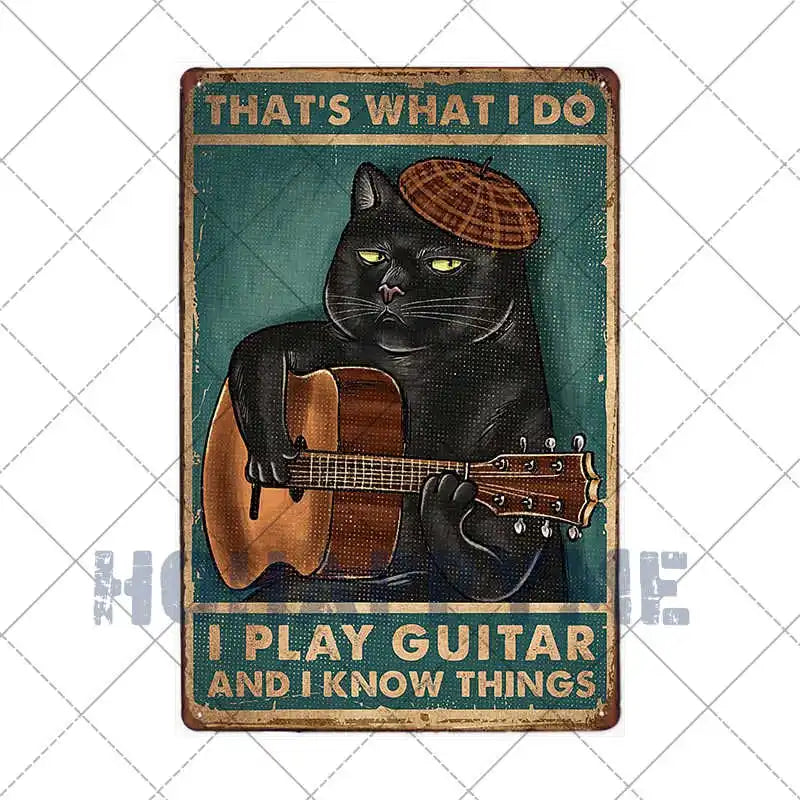 Black Cat Metal Sign Wall Art
