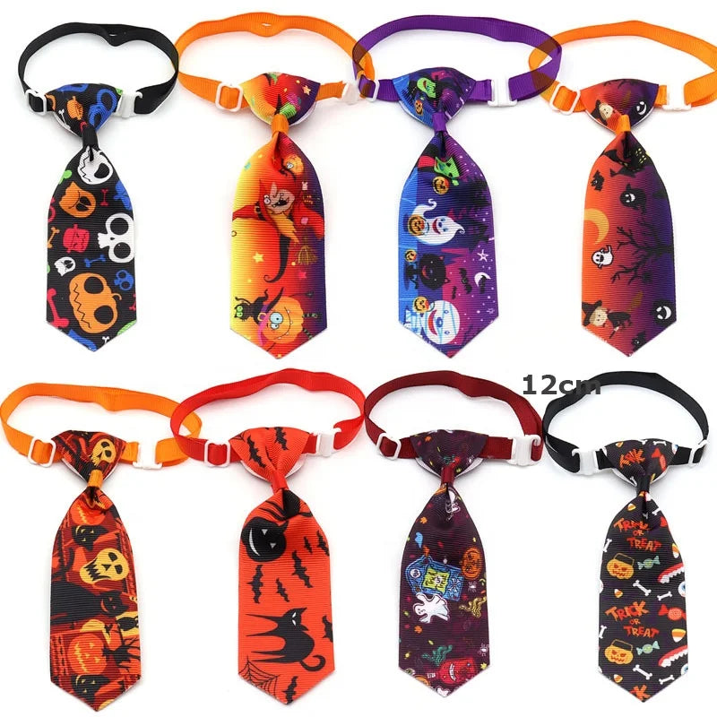 Halloween Dog Tie Cute Novelty Polyester Necktie Pumpkin Ghost Bat Print Party Costume Accessory 16 Colors Available