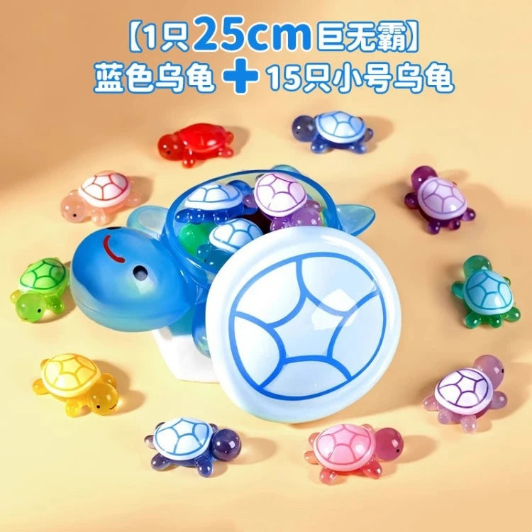 Creative Cute Cartoon Luminous Turtle Resin Charm Eco-Friendly DIY Decoration 17cm Turtle with Small Turtle Ornaments