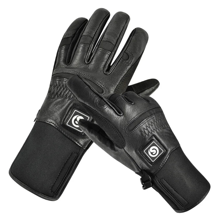Horse Heated Warm Gloves Leather Electric Waterproof Touchscreen Outdoor Snow Cold Weather 7.4V Rechargeable Heated Gloves