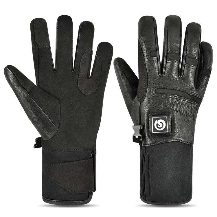 Horse Heated Warm Gloves Leather Electric Waterproof Touchscreen Outdoor Snow Cold Weather 7.4V Rechargeable Heated Gloves