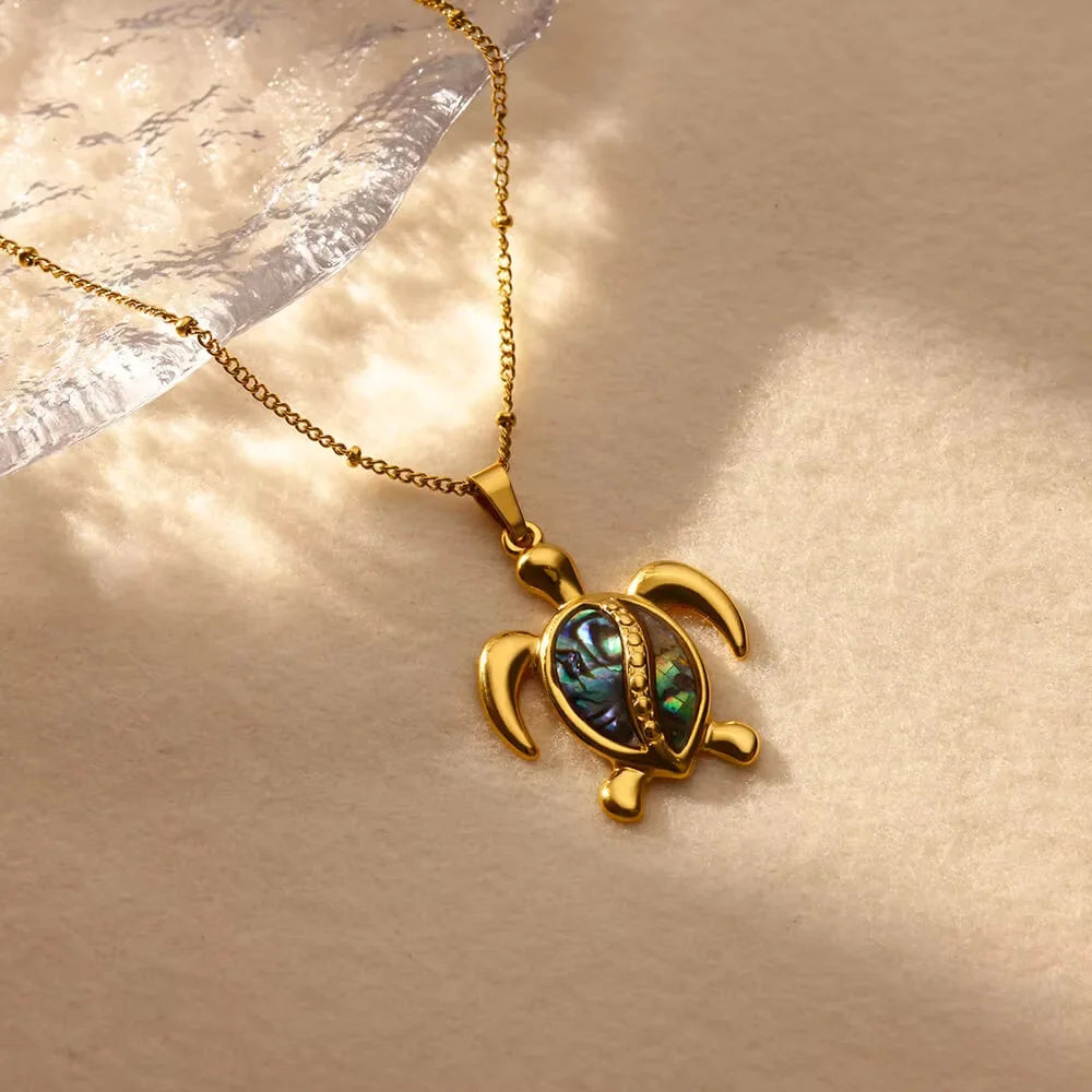 European American Trendy Fashion New AliExpress Turtle Zircon Stainless Steel Gold Plated Necklace Women Versatile Chain