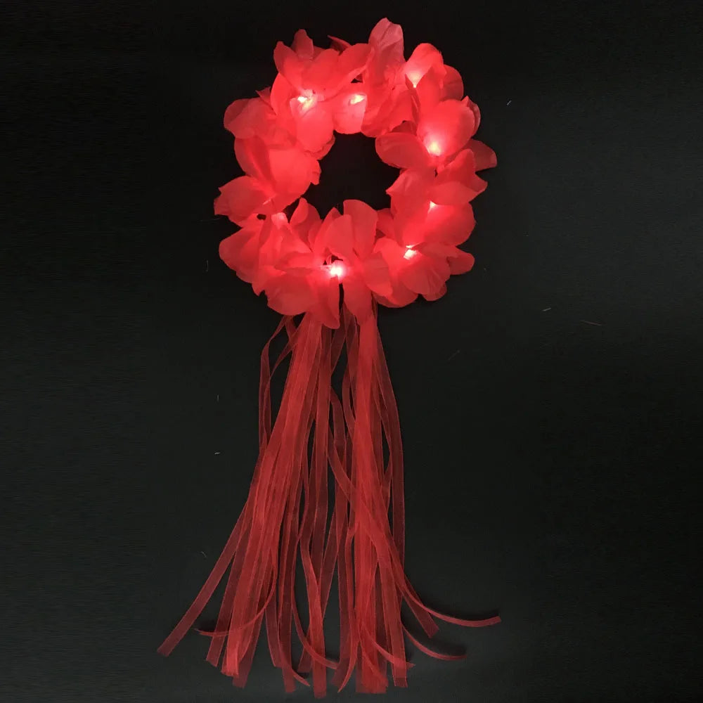 Hawaiian Lei Headband Light Up Flower Wreath Crown for Girl Women Holiday Party Birthday  Luminous Wedding Festival