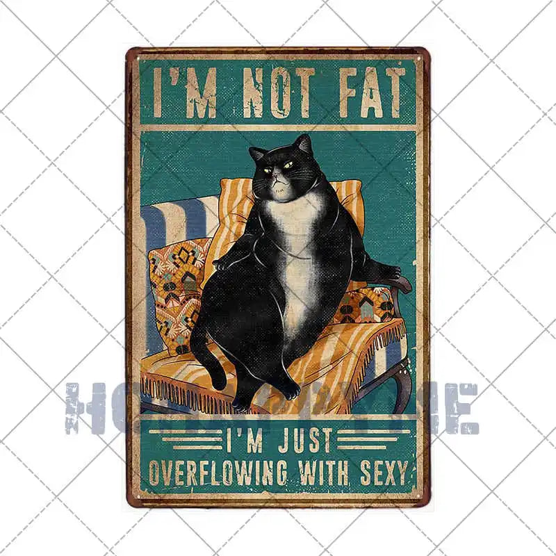 Black Cat Metal Sign Wall Art