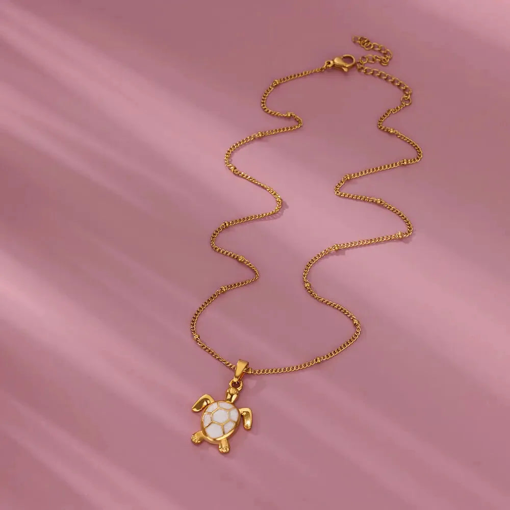 European American Trendy Fashion New AliExpress Turtle Zircon Stainless Steel Gold Plated Necklace Women Versatile Chain