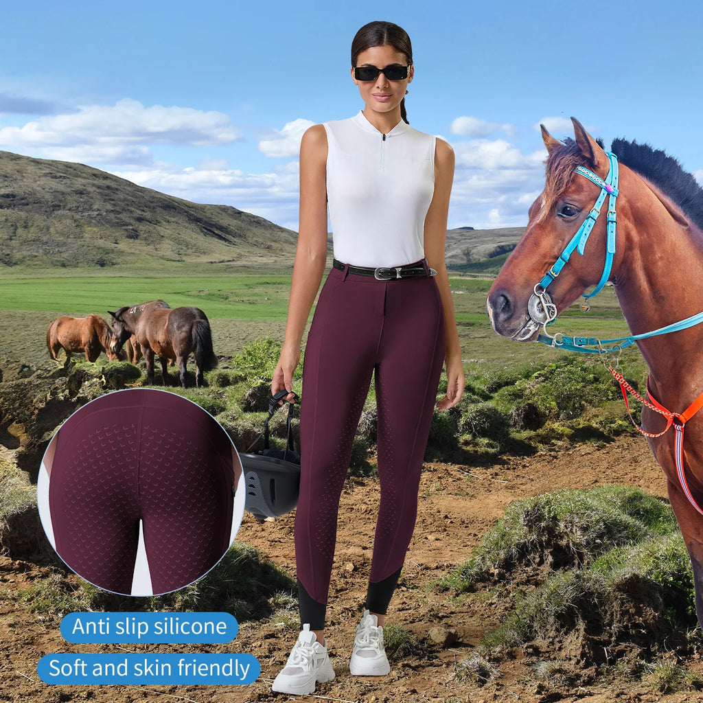 Women Equestrian Clothing Full Seat Silicone Anti-Slip Durable Riding Breeches Horse Riding Pants Tights for Sports Quick-Drying