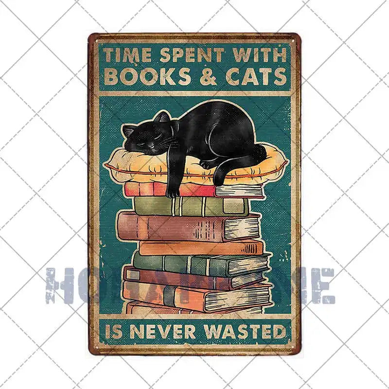 Black Cat Metal Sign Wall Art