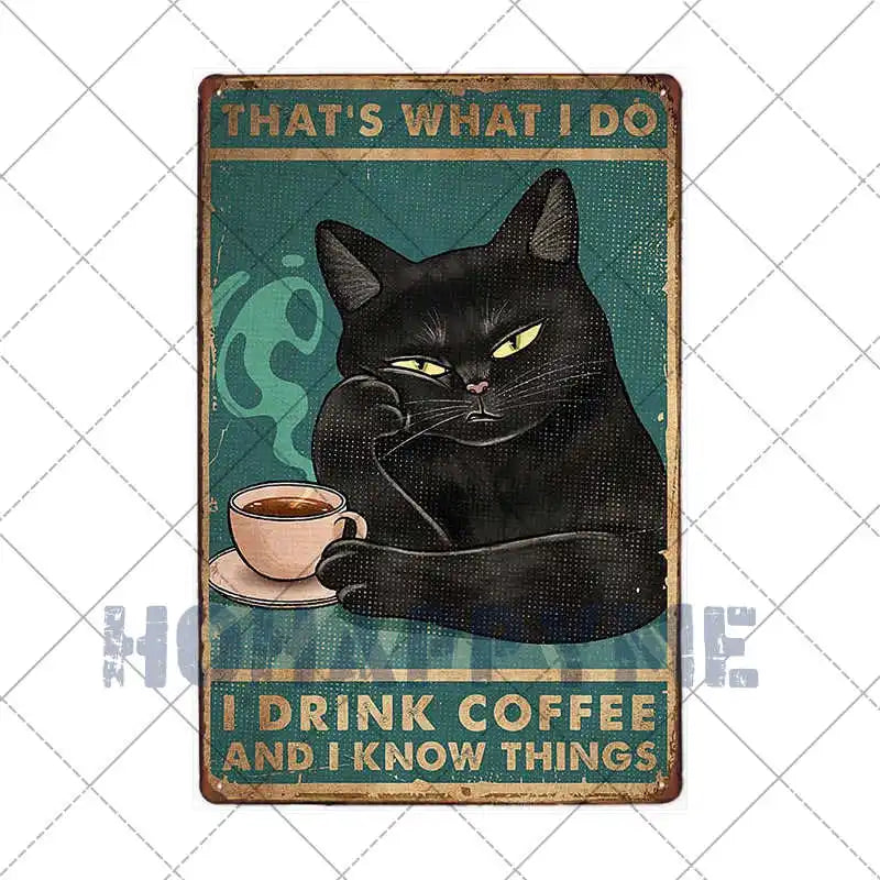 Black Cat Metal Sign Wall Art