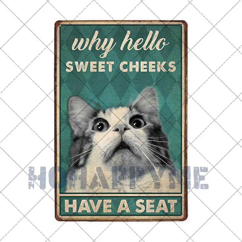Black Cat Metal Sign Wall Art