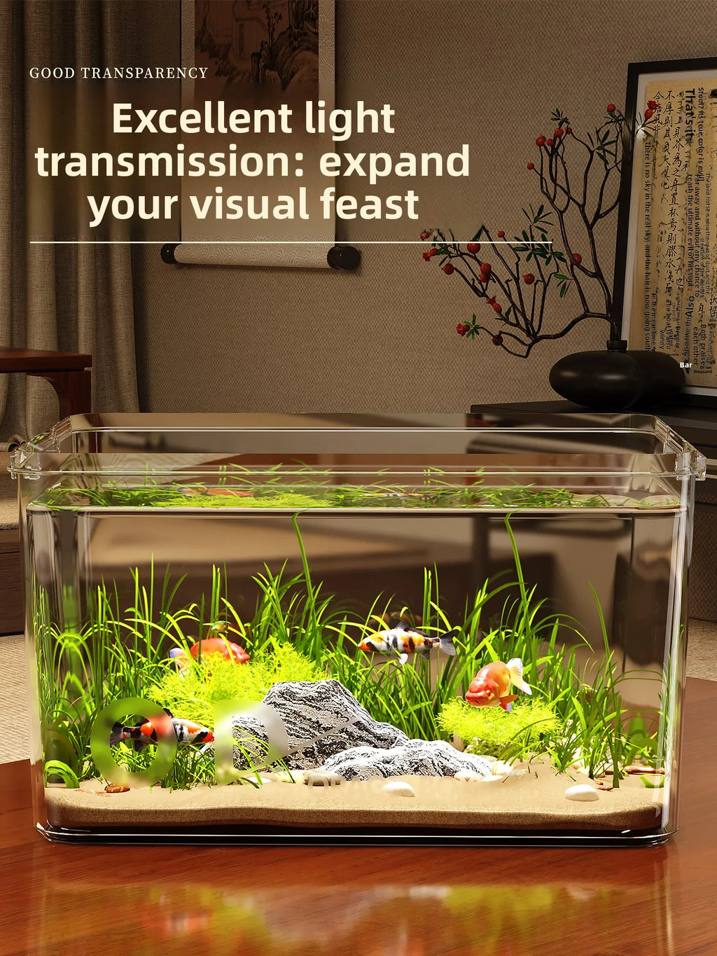 Modern Small Household Fish Tank New Square Goldfish Turtle Breeding Ecological Tank New Small Desktop Aquarium Accessory