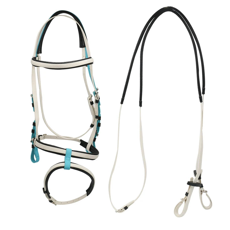 Hot Selling Equestrian Supplies Nylon Australian Style Horse Saddle Bridle with 2 Nose Band PVC Dressage Horse Bridle