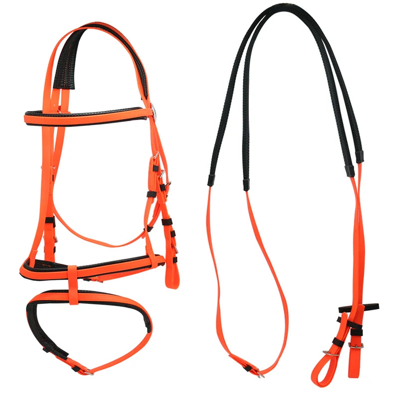 Hot Selling Equestrian Supplies Nylon Australian Style Horse Saddle Bridle with 2 Nose Band PVC Dressage Horse Bridle
