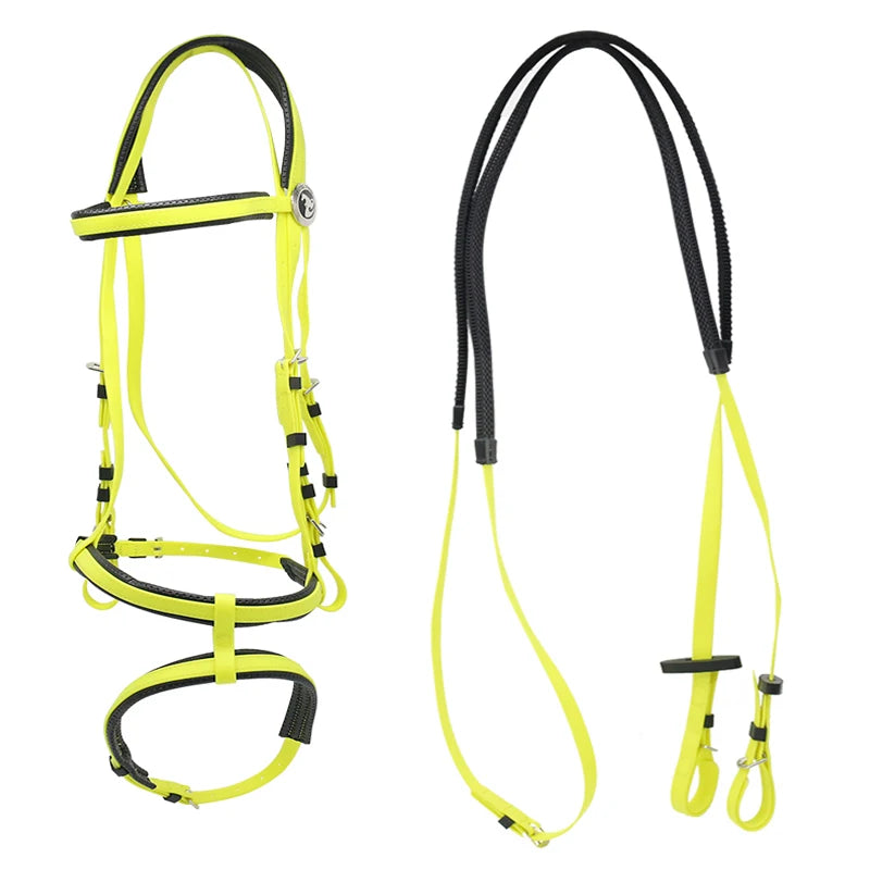 Hot Selling Equestrian Supplies Nylon Australian Style Horse Saddle Bridle with 2 Nose Band PVC Dressage Horse Bridle