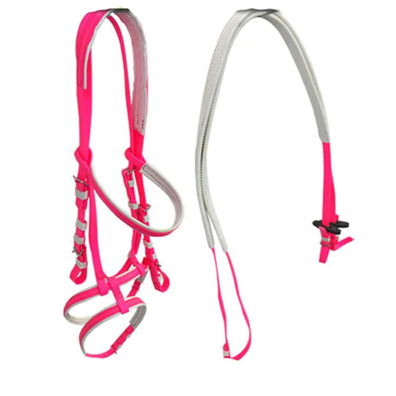 Hot Selling Equestrian Supplies Nylon Australian Style Horse Saddle Bridle with 2 Nose Band PVC Dressage Horse Bridle