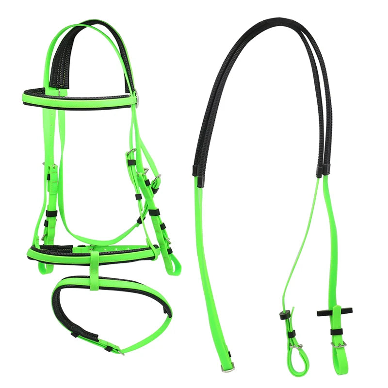 Hot Selling Equestrian Supplies Nylon Australian Style Horse Saddle Bridle with 2 Nose Band PVC Dressage Horse Bridle