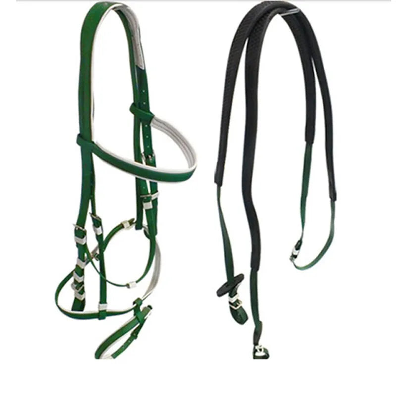 Hot Selling Equestrian Supplies Nylon Australian Style Horse Saddle Bridle with 2 Nose Band PVC Dressage Horse Bridle