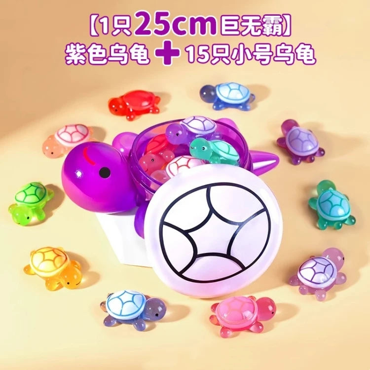 Creative Cute Cartoon Luminous Turtle Resin Charm Eco-Friendly DIY Decoration 17cm Turtle with Small Turtle Ornaments