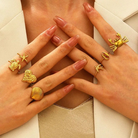 Sea Turtle Heart Metal Rings