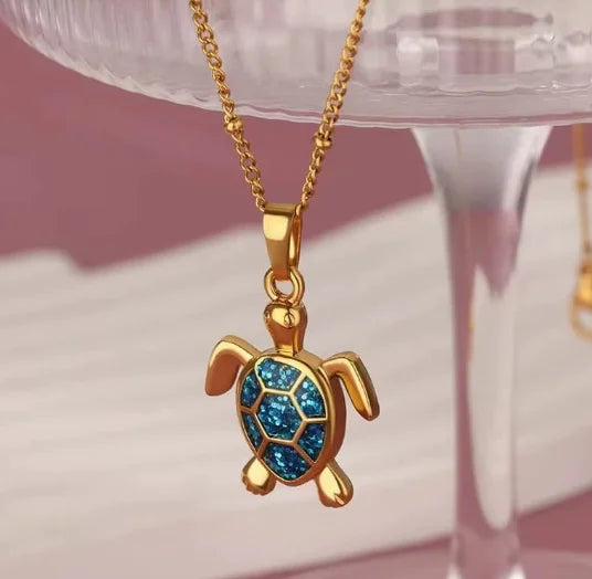 European American Trendy Fashion New AliExpress Turtle Zircon Stainless Steel Gold Plated Necklace Women Versatile Chain