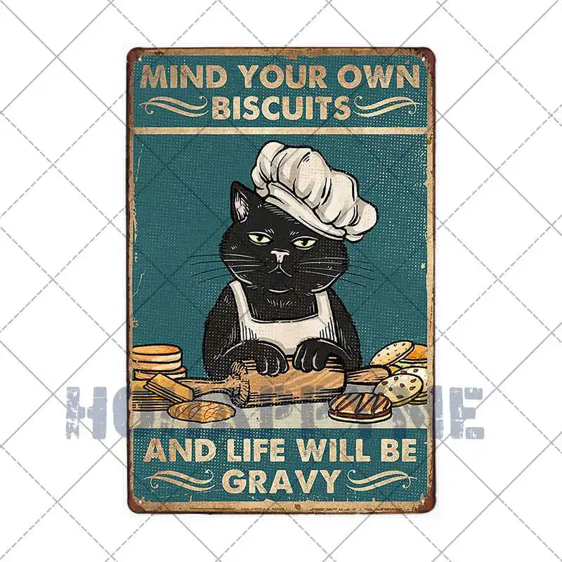 Black Cat Metal Sign Wall Art