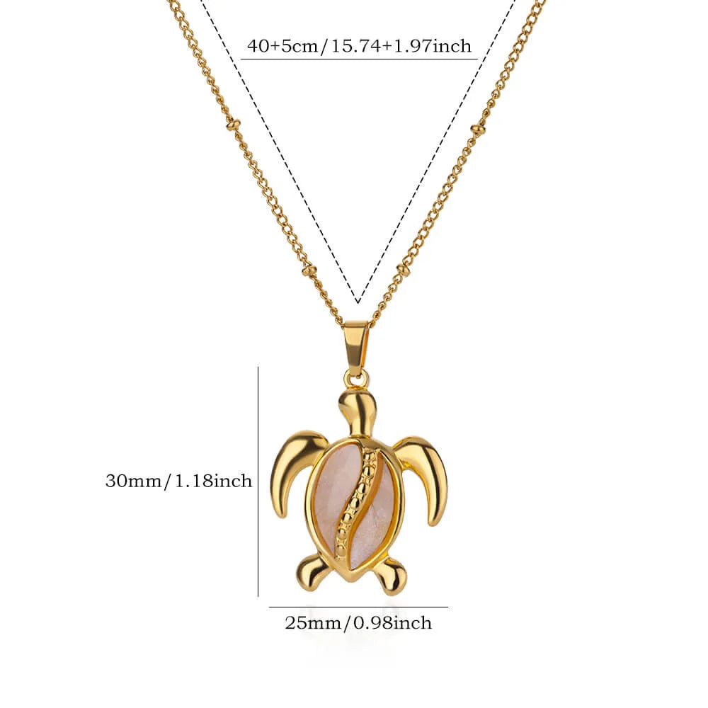 European American Trendy Fashion New AliExpress Turtle Zircon Stainless Steel Gold Plated Necklace Women Versatile Chain
