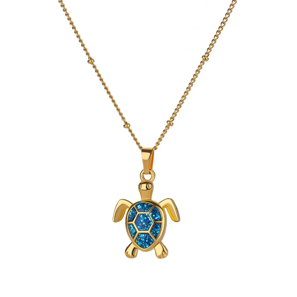 European American Trendy Fashion New AliExpress Turtle Zircon Stainless Steel Gold Plated Necklace Women Versatile Chain