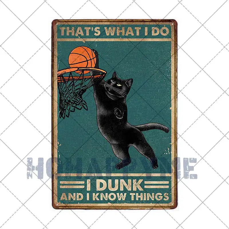Black Cat Metal Sign Wall Art