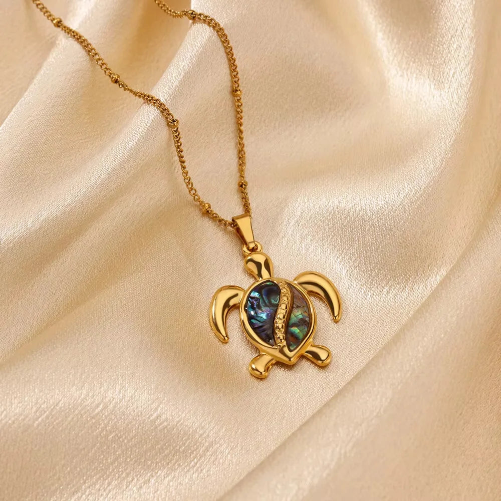 European American Trendy Fashion New AliExpress Turtle Zircon Stainless Steel Gold Plated Necklace Women Versatile Chain