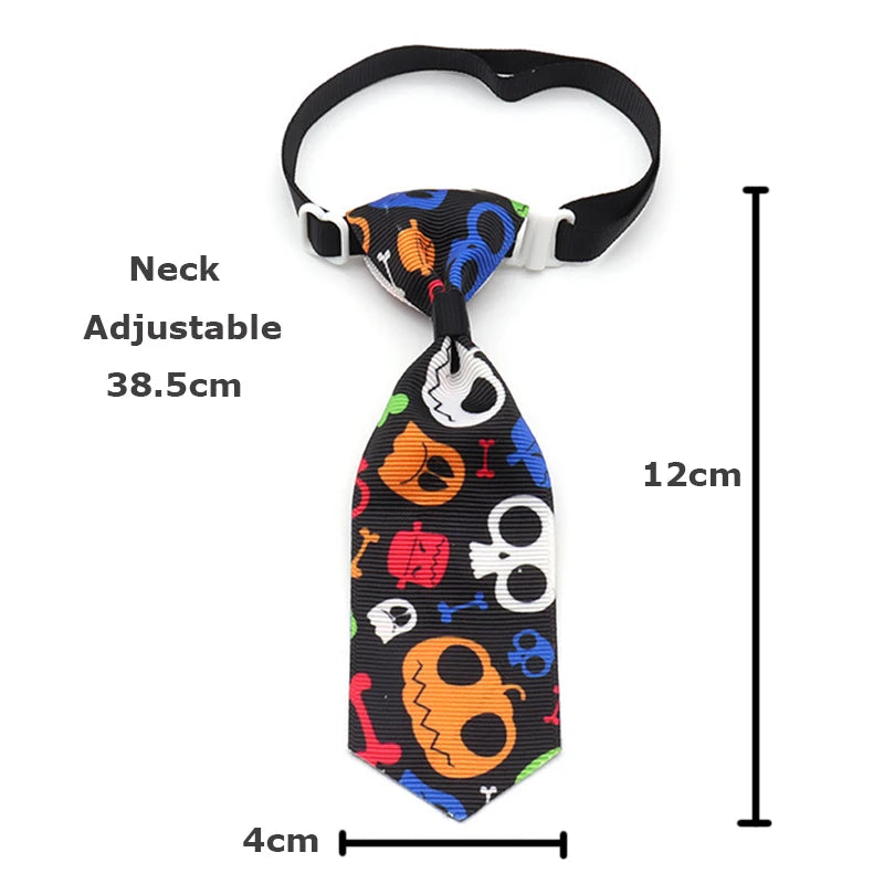 Halloween Dog Tie Cute Novelty Polyester Necktie Pumpkin Ghost Bat Print Party Costume Accessory 16 Colors Available