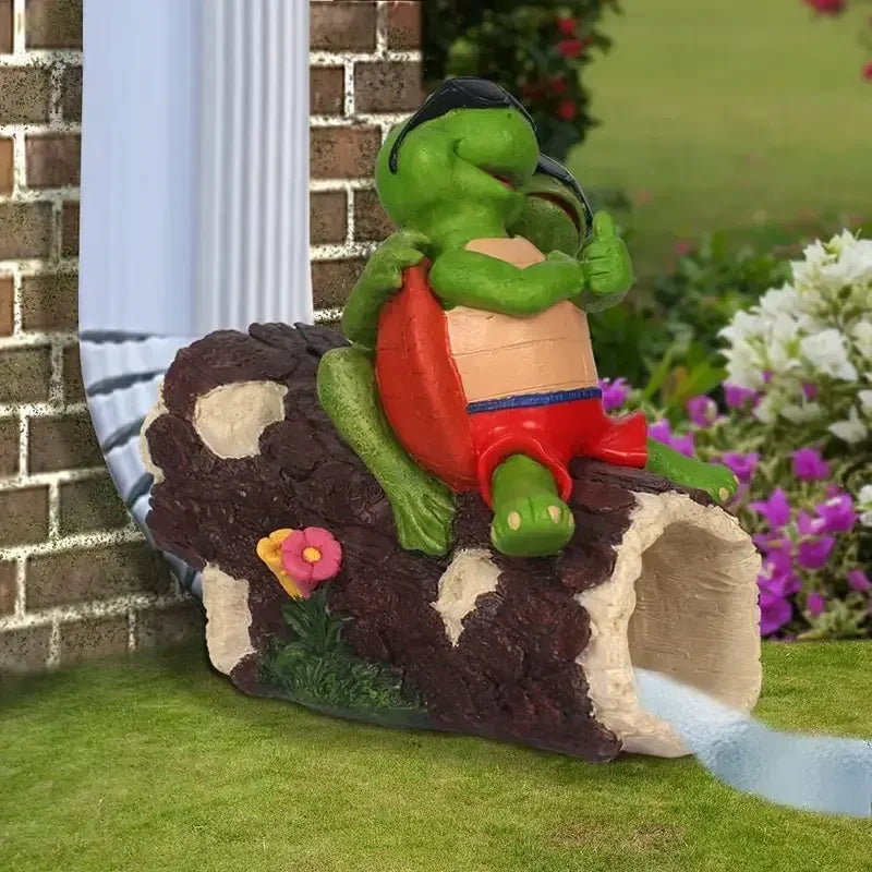 Weird Turtle and Frog Resin Fountain Combination-Hand-painted Cute Style Outdoor Garden Water Feature Display
