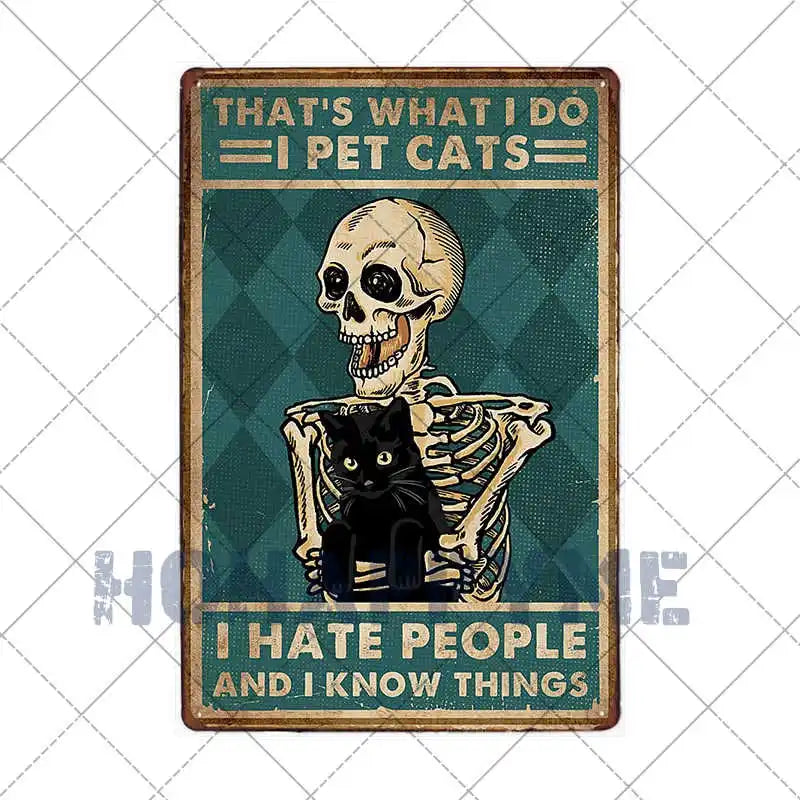 Black Cat Metal Sign Wall Art