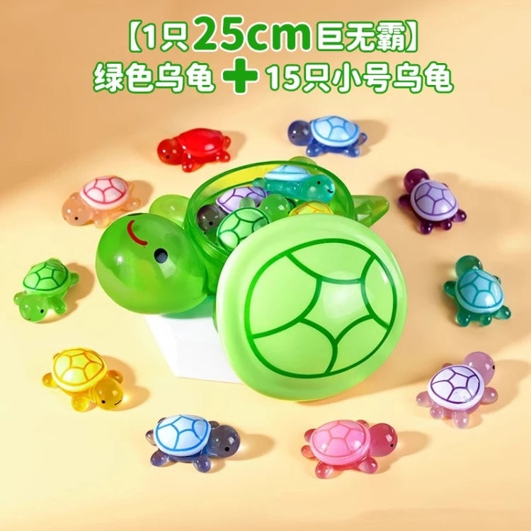 Creative Cute Cartoon Luminous Turtle Resin Charm Eco-Friendly DIY Decoration 17cm Turtle with Small Turtle Ornaments