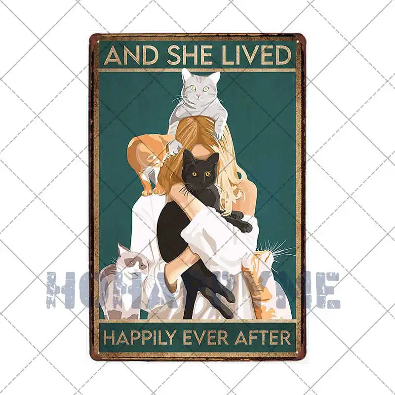 Black Cat Metal Sign Wall Art