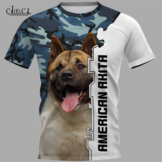 CLOOCL Newest Popular American Akita 3D Printed Men T Shirt Harajuku Summer Short Sleeve Casual Unisex Tops Drop Shipping