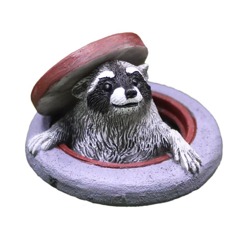Spring Raccoon Ornaments Creative Garden & Courtyard Decor Simulated Animals Resin Tabletop Vase