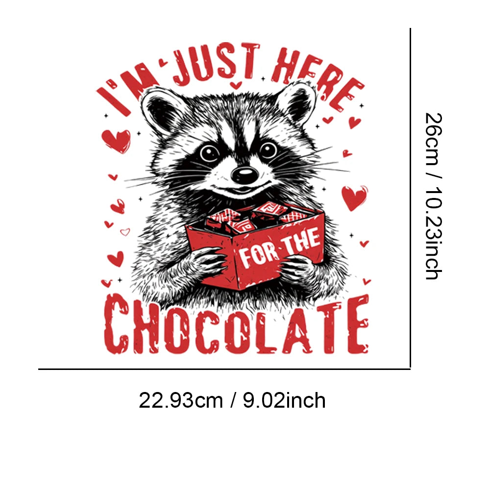 Hongcai White Ink Heat Transfer Clothing Accessories Logo Patches Funny Raccoon Valentine's Day Printed Cartoon Transfer Prints