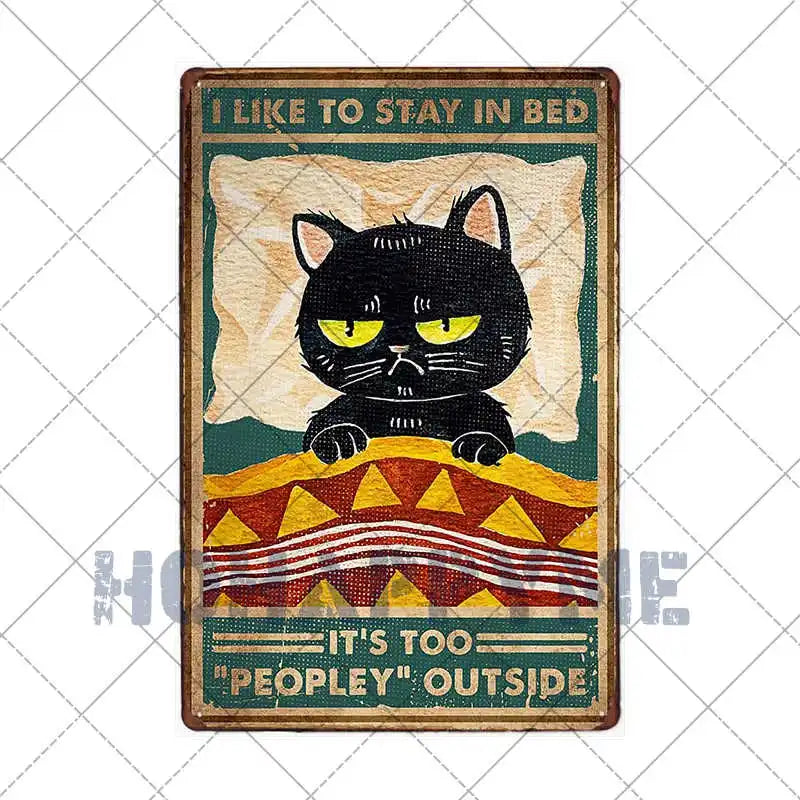 Black Cat Metal Sign Wall Art